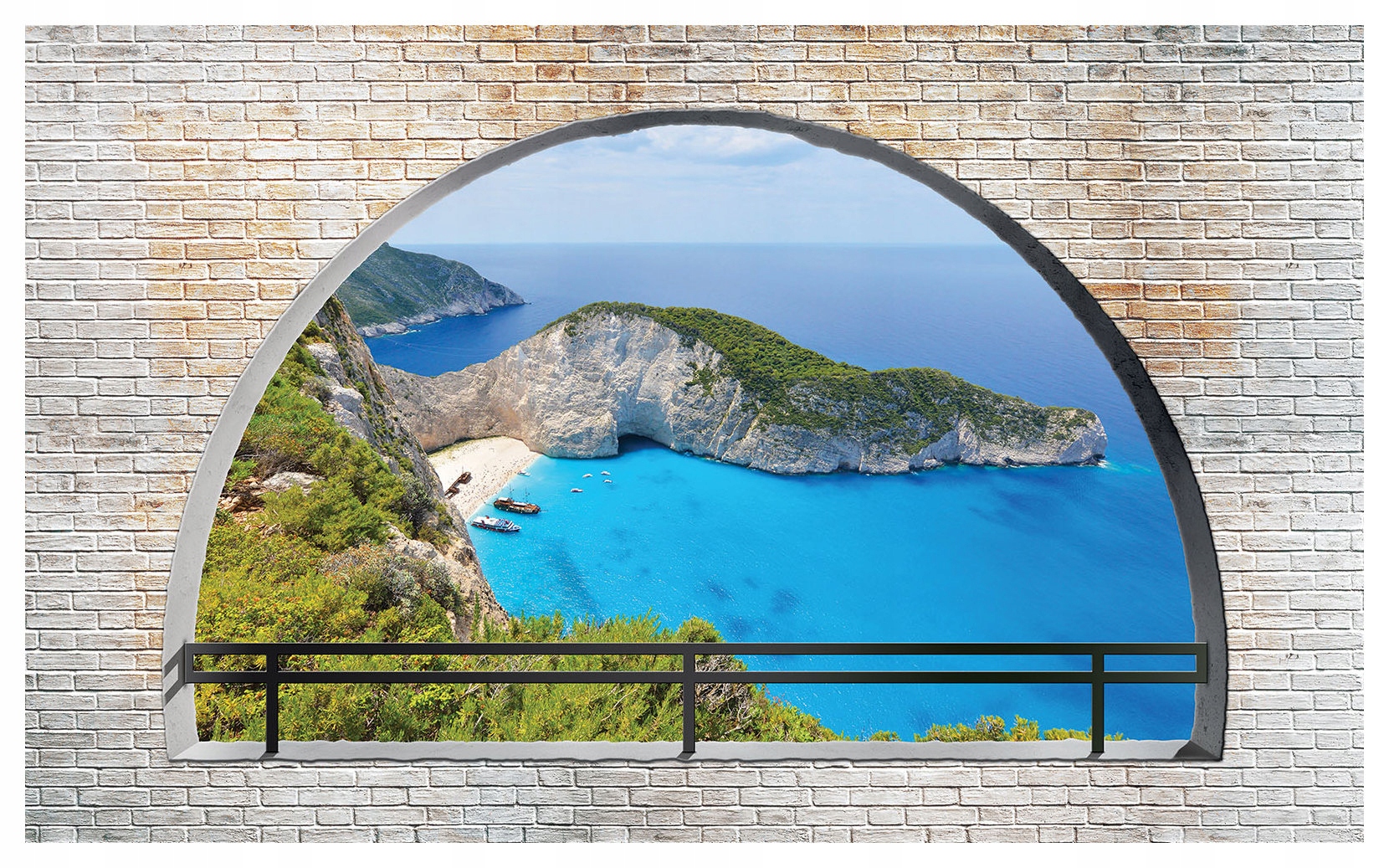 Vliesová fototapeta Moře pláž balkon skály lodě 368x254 lepidlo