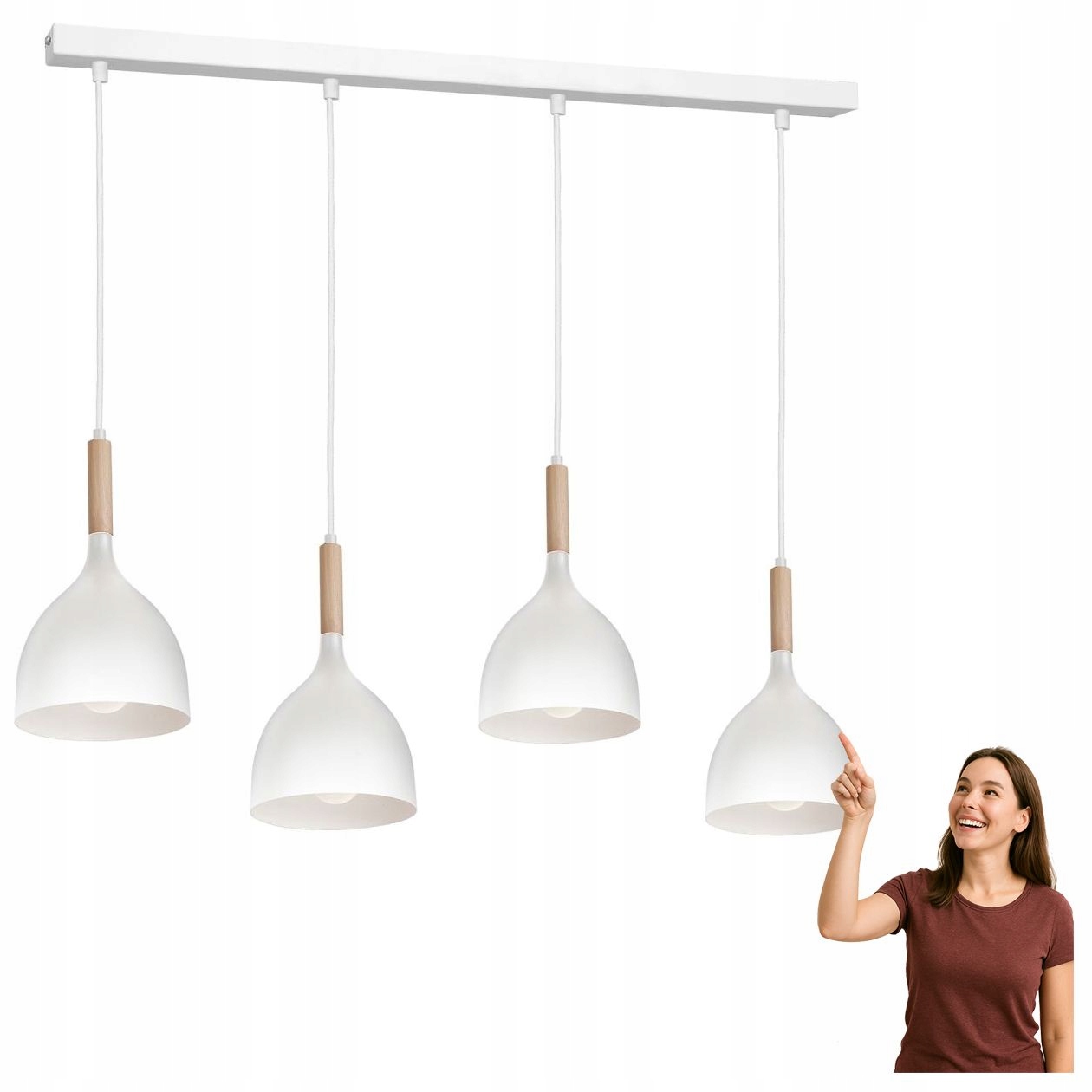 Biela 4-bodová závesná lampa na lište Noak Wood 3710 Luminex