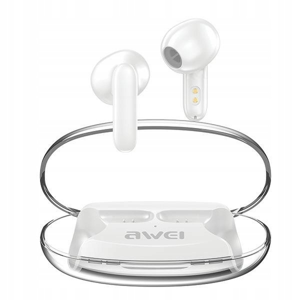 Awei słuchawki Bluetooth 5.3 T85 Enctws stacja dokująca biały/white