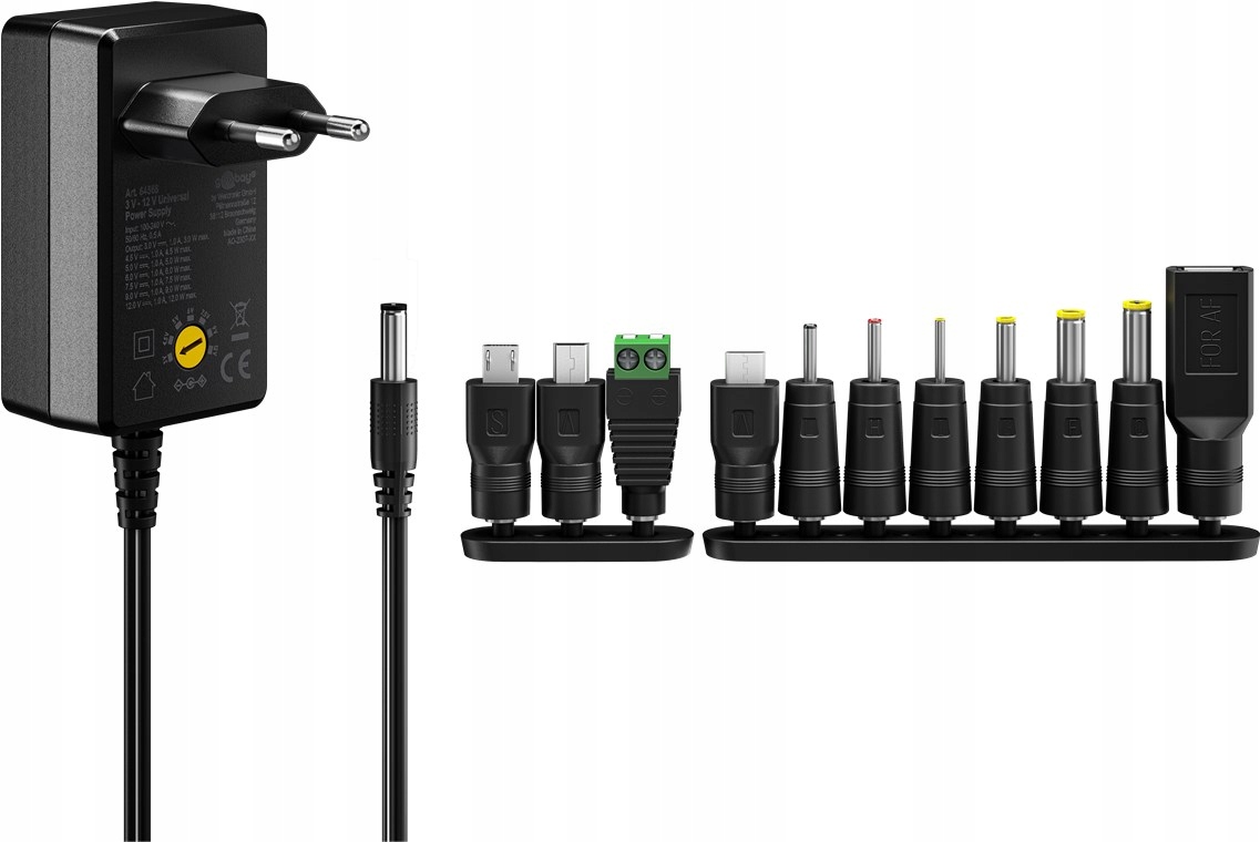 Uniwersalny Zasilacz Goobay 64570 27W 3-12V z Adapterami 11w1