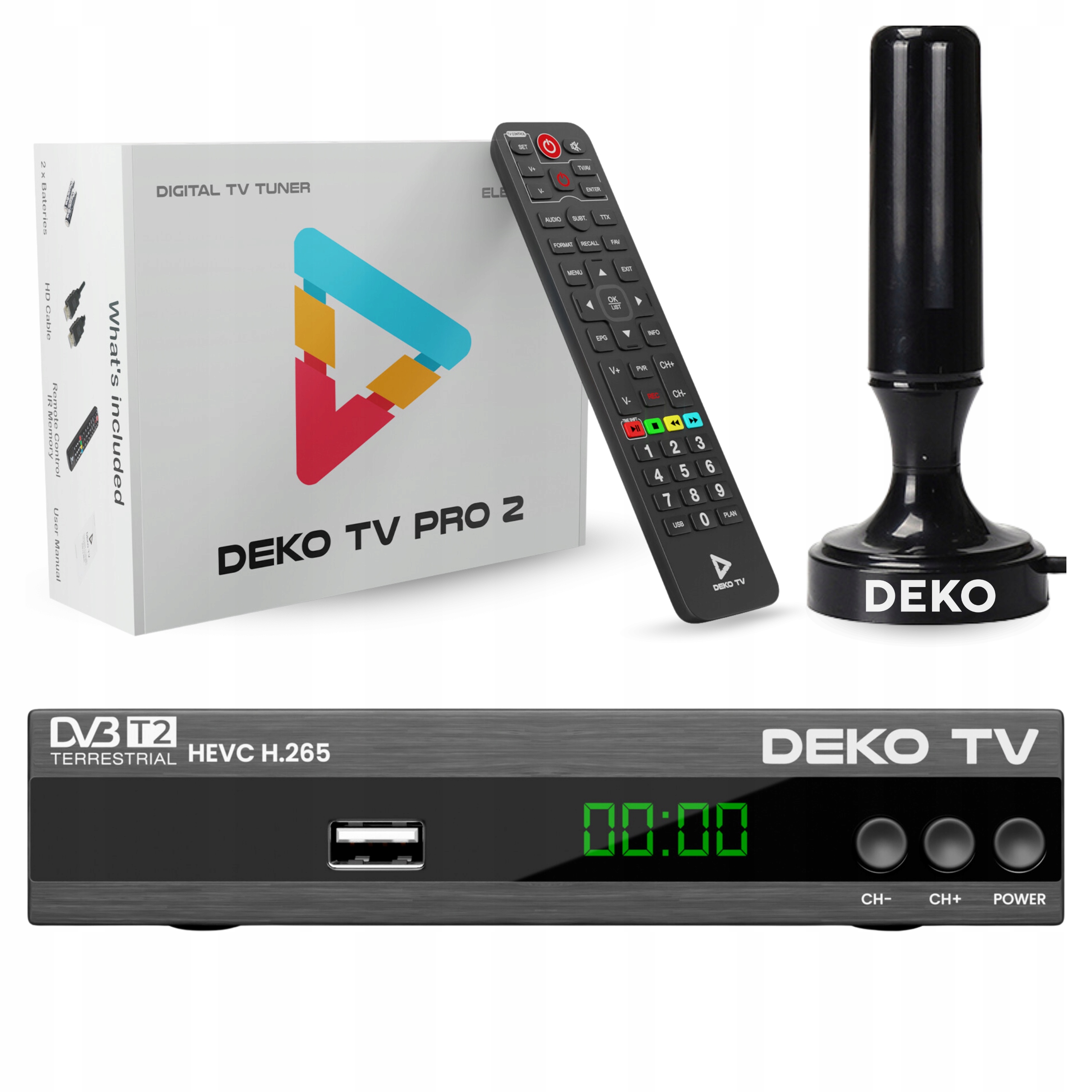 Tuner Dekodér DVBT2 DekoTV PRO2 Tv pozemného DVB-T2 Deko izbová anténa