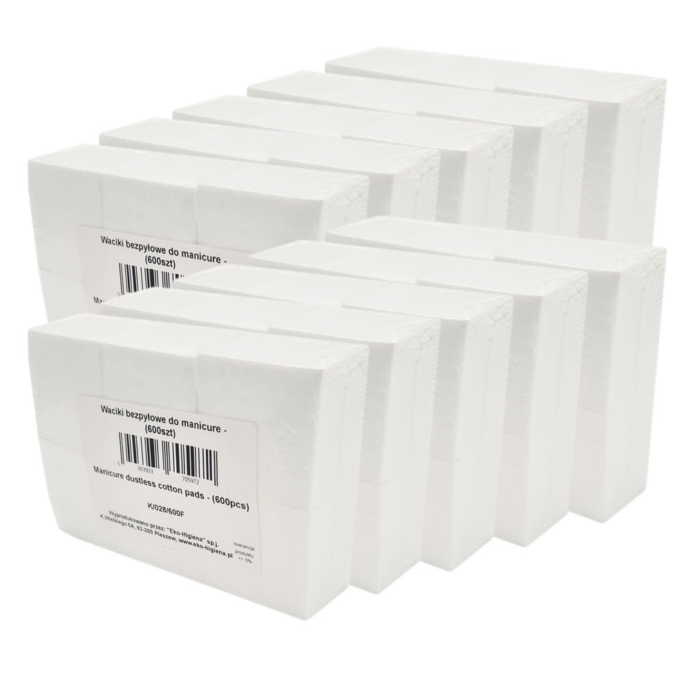 Bezprašné vatové tampony na nehty pro manikúru 5 cm x 5 cm 600 ks x 10 kusů