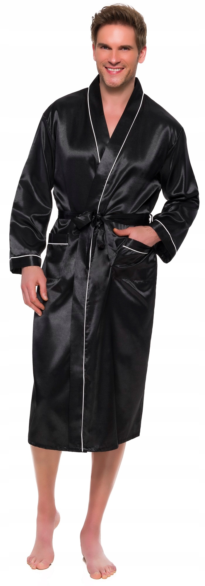 SATYNOWY SZLAFROK MĘSKI SZALOWY - SUPER JAKOŚĆ 3XL Rozmiar 3XL