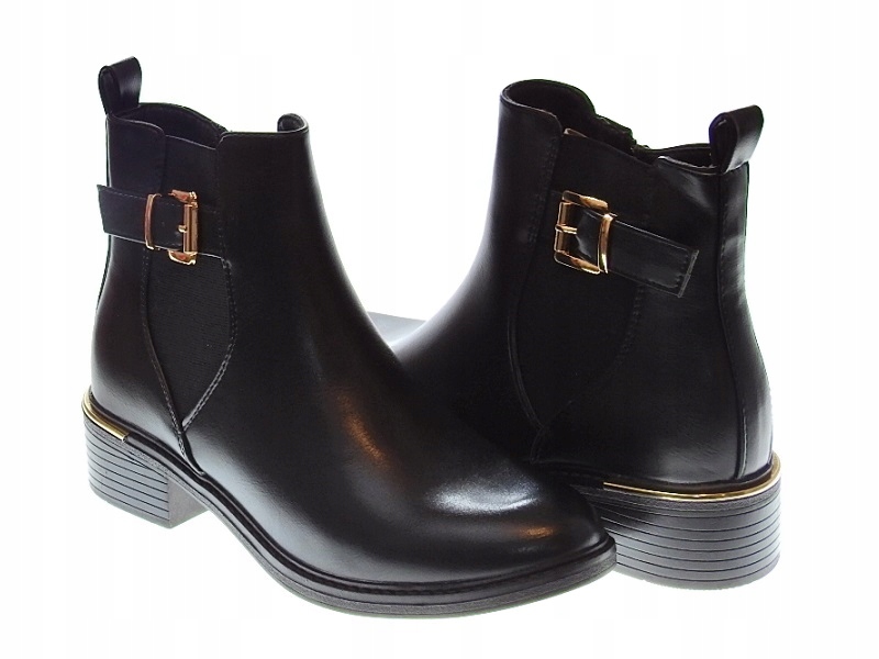 BOTKI SZTYBLETY Z GUMKAMI BLACK r. 38 Rozmiar 38