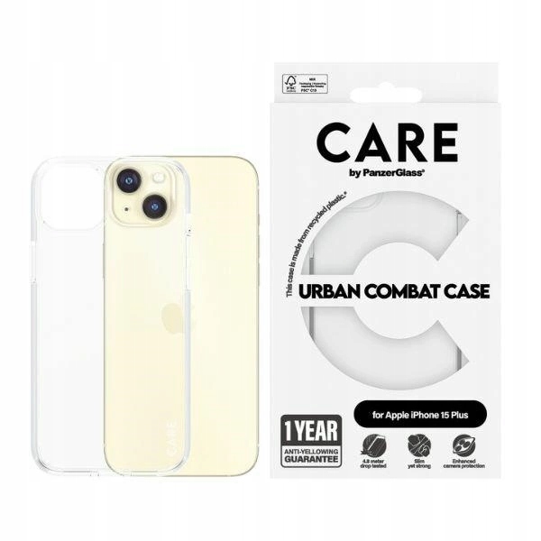 Pouzdro Care by PanzerGlass Urban Combat Case pro iPhone 15 Plus průhledné