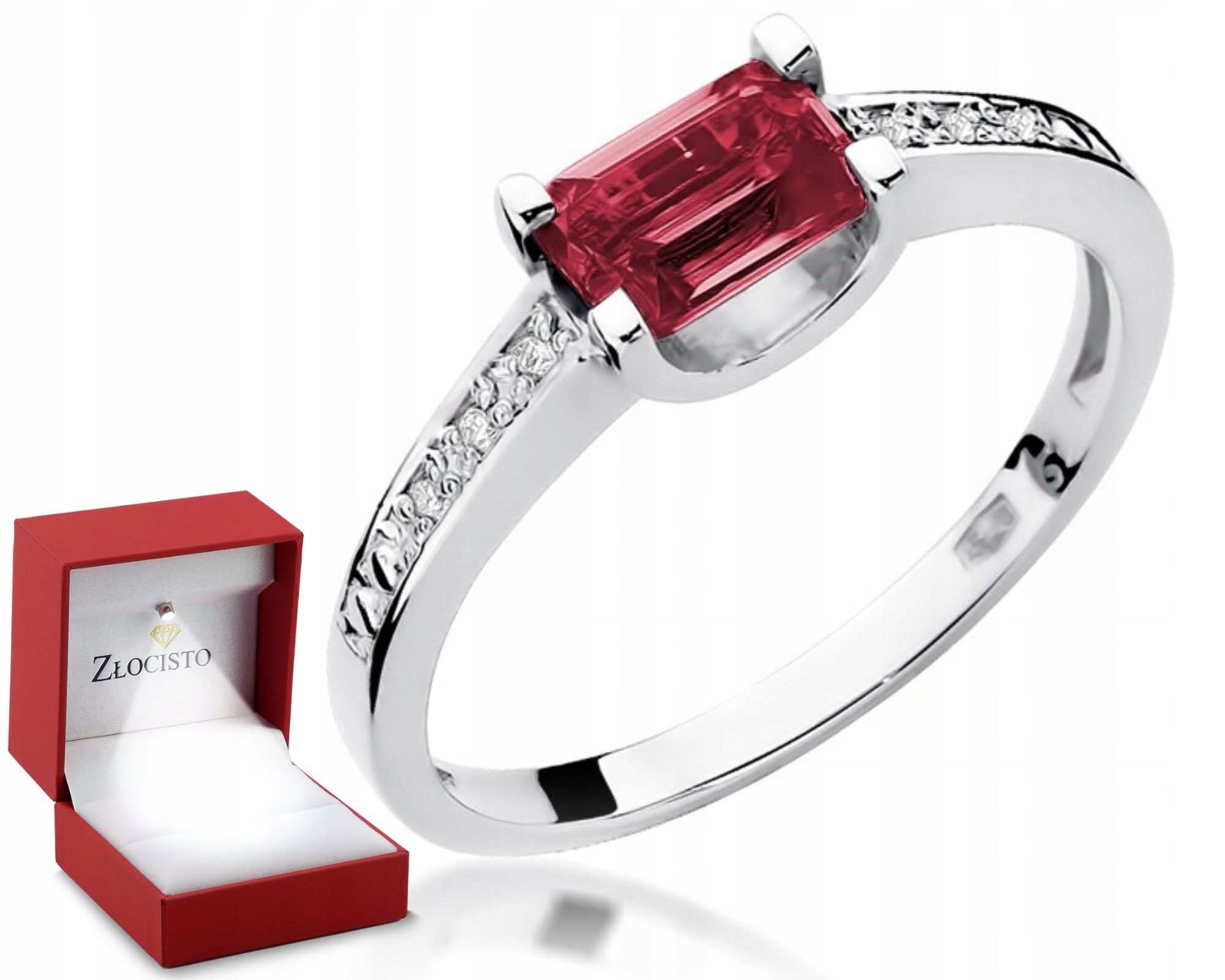 Prstýnek Rubín Brilianty Bílé Zlato 585
