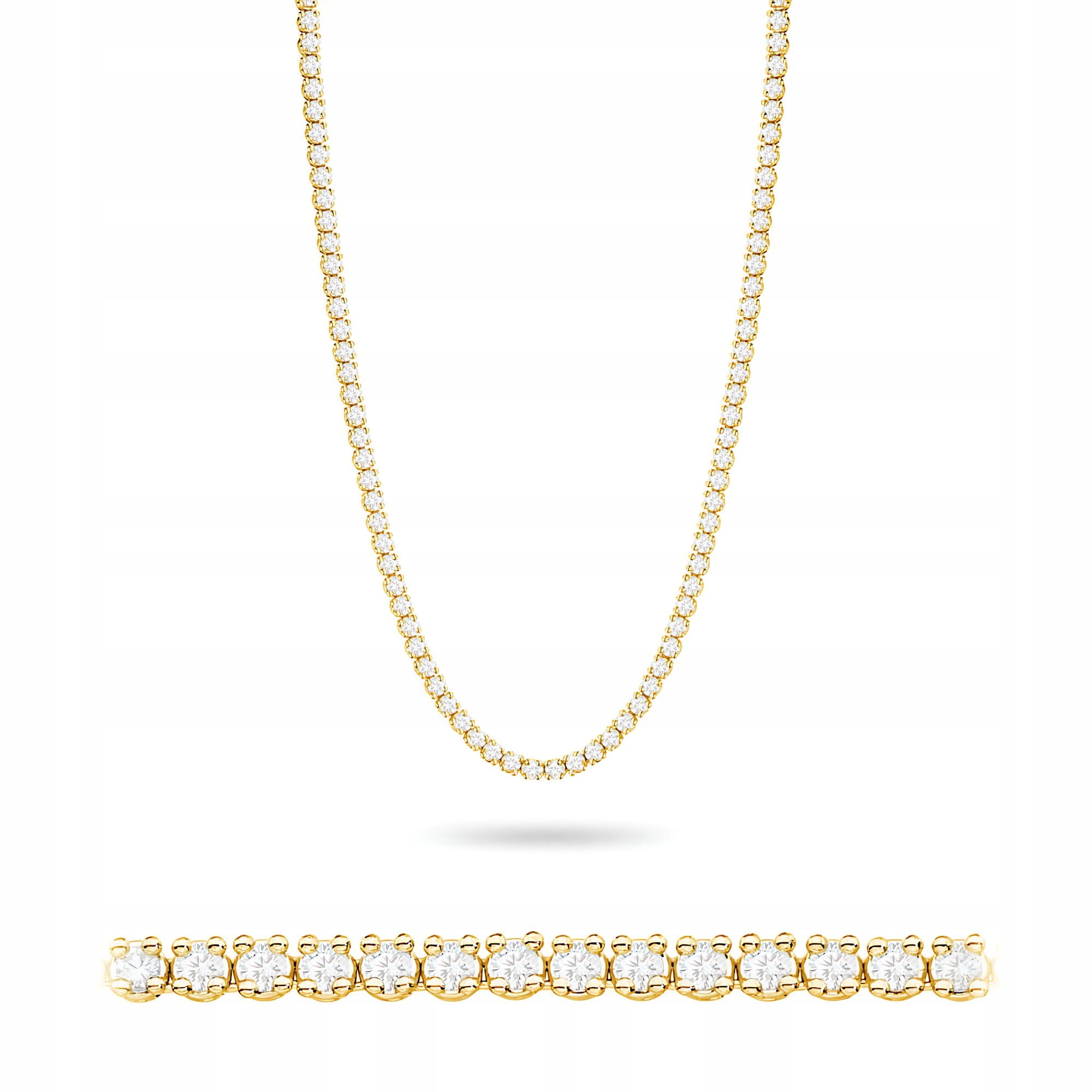 Złoty Naszyjnik 42cm pr. 585 Kolia z Diamentami Laboratoryjnymi 6,90ct 14k