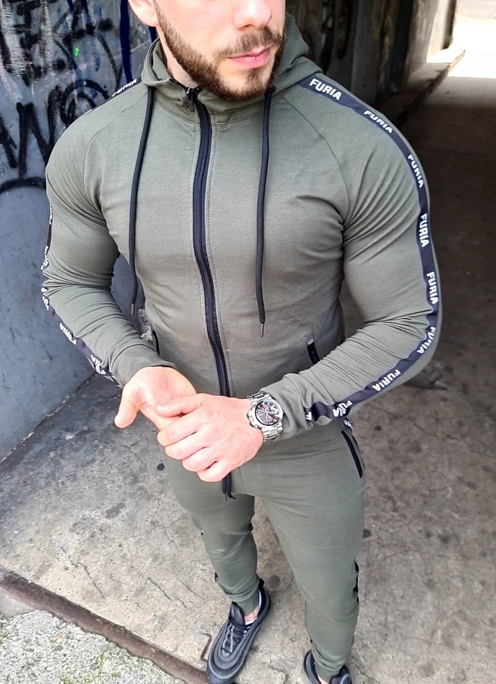 Bluza khaki męska taśma FURIA (Rozmiar: S)