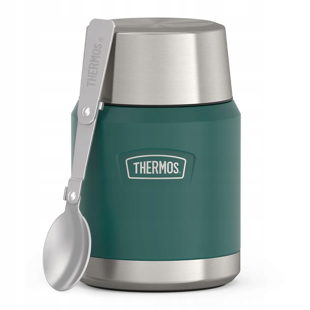 Termos na jedzenie z składaną łyżką i kubkiem,Thermos Icon 470 ml – zielony