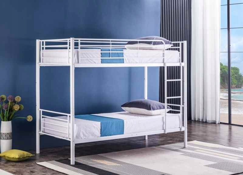 

Łóżko piętrowe Białe 90x200 metalowe stelaż