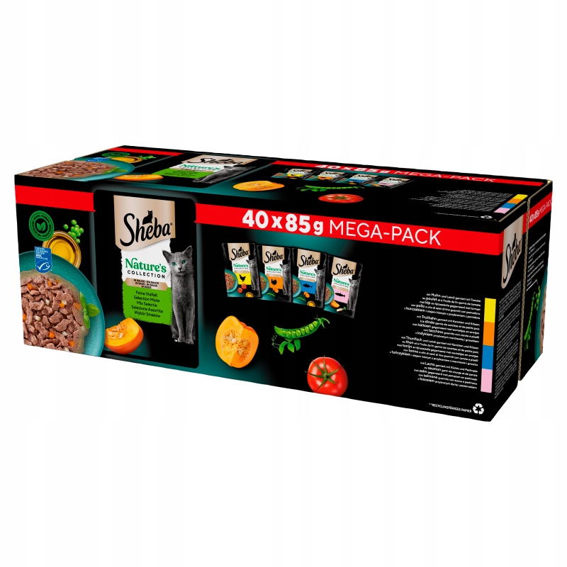 Levně Sheba Nature's Collection Vlhké krmivo pro dospělé kočky v omáčce, výběr sma