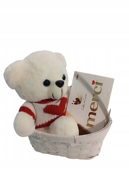 Koszyk Koszyczek Z Misiem I Czekoladą Merci