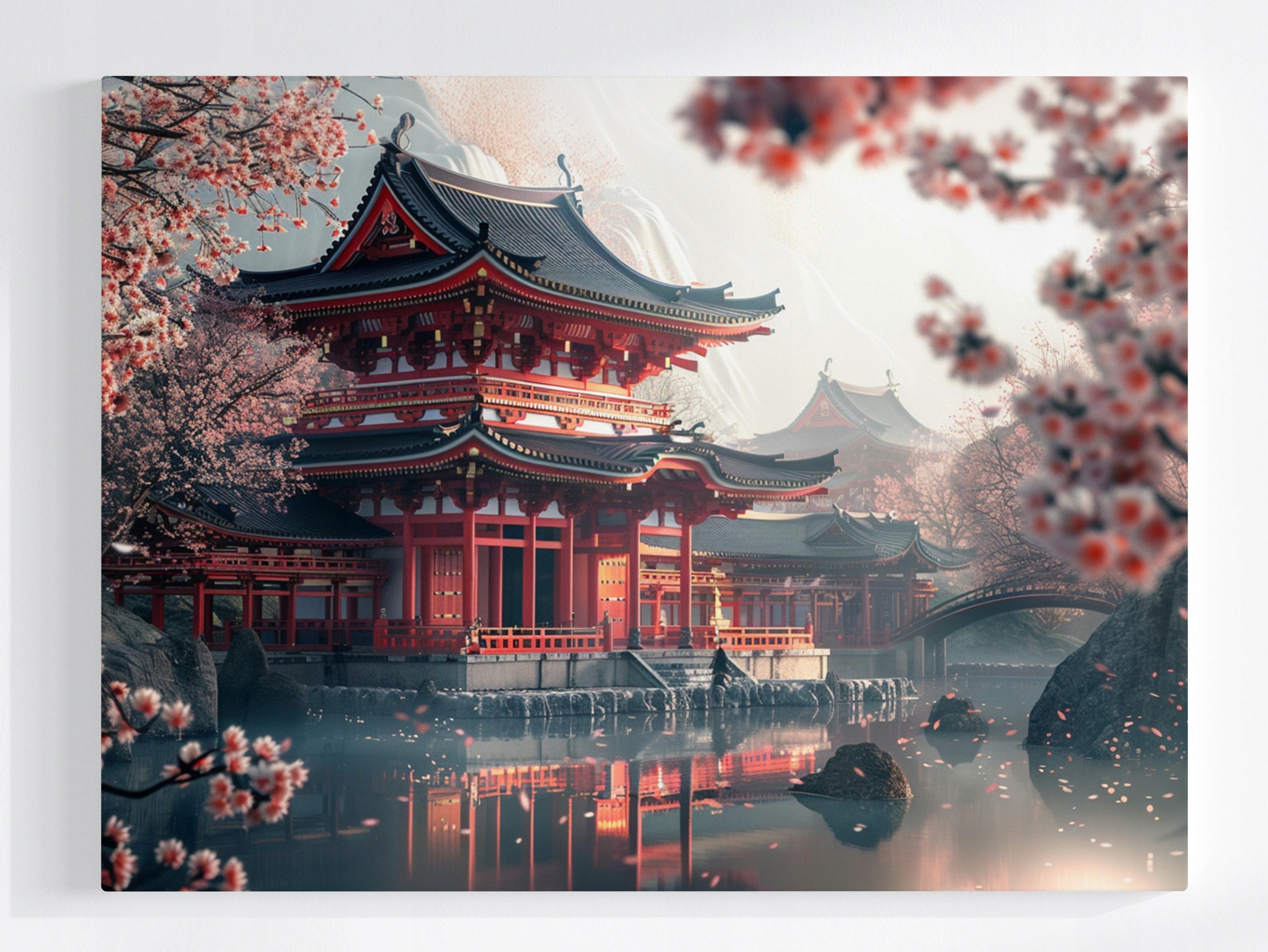 Obraz Na Plátně Canvas Zahrada Chrám Pagoda Japonsko Asie Višeň 100x75