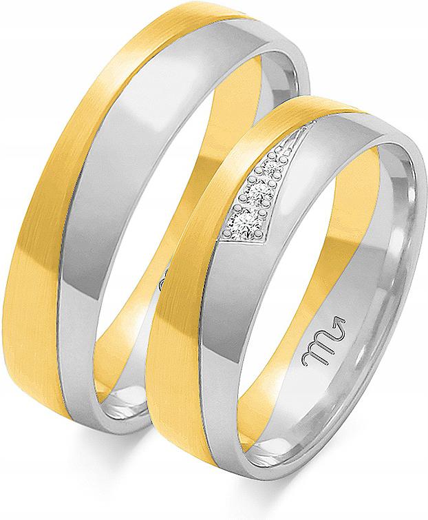 Zlatý snubní prsten pro dvojici svatba 585 r 26 27 28 dvoubarevné zlato 14K