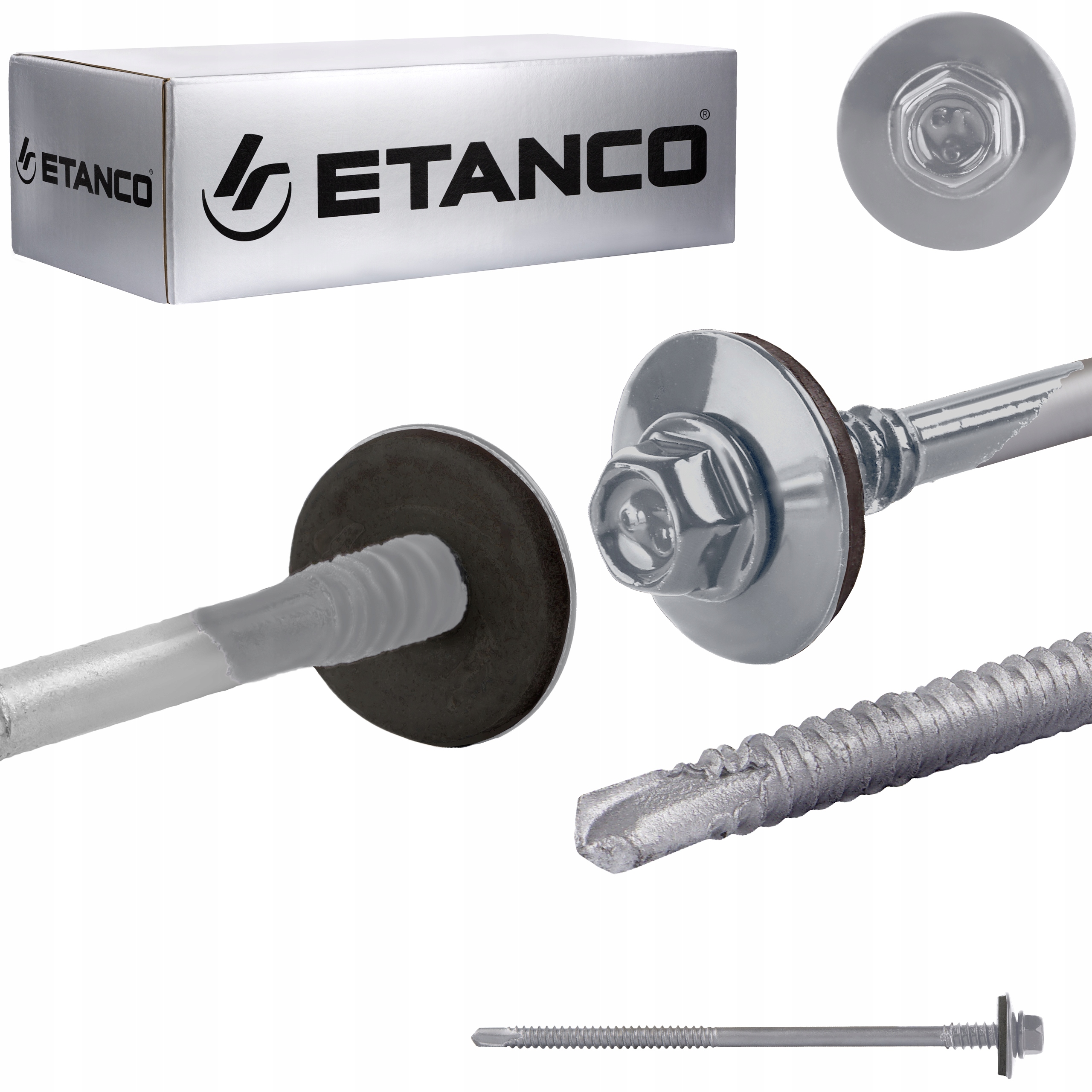 Wkręty do płyty warstwowej 125 mm Ral 9006 100 szt. do metalu Etanco GTR6