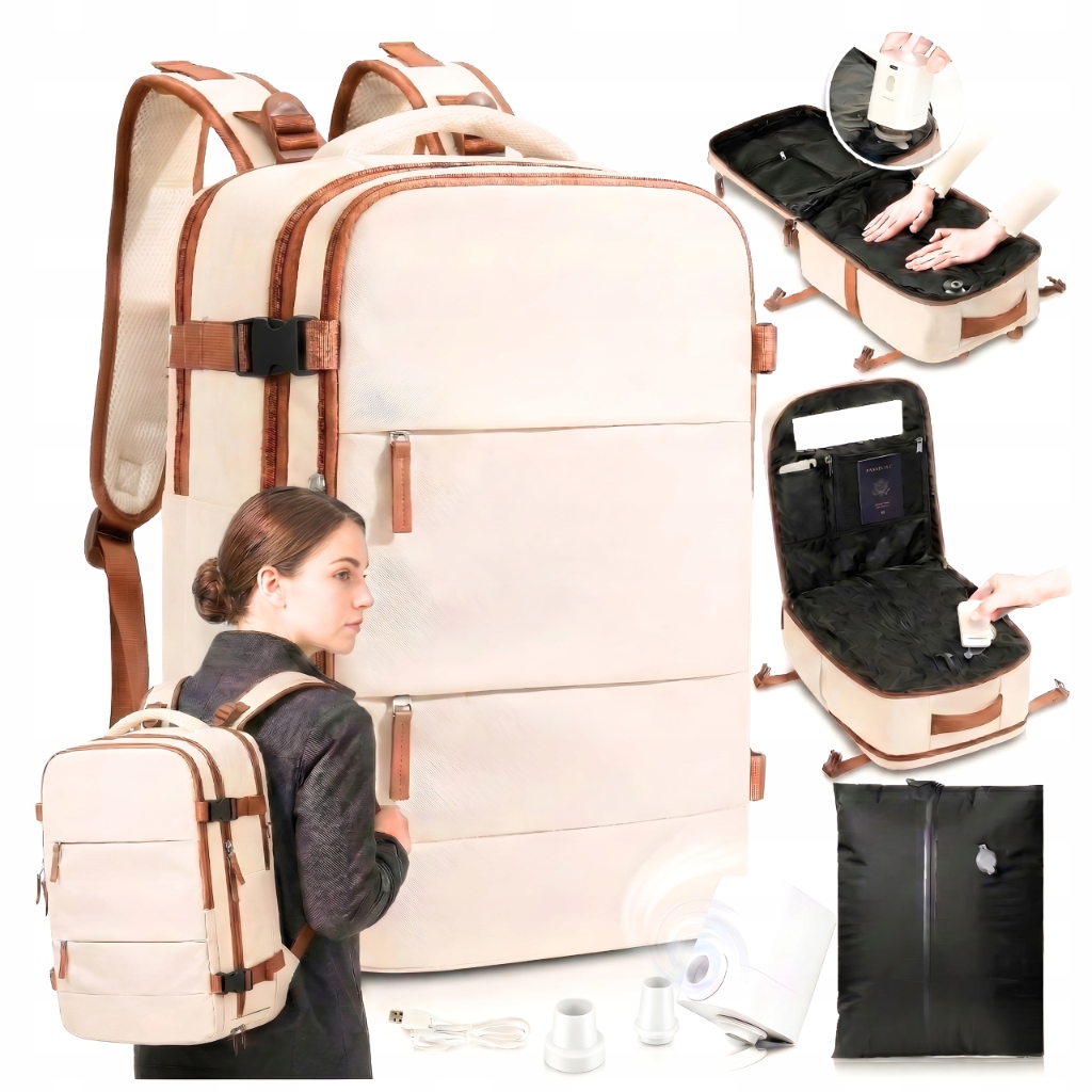 Batoh Vacuum s pumpičkou Příruční zavazadlo do letadla 40x30x20 Lehký