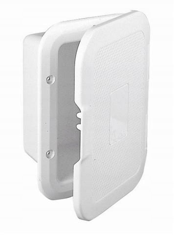 Solidny schowek luk na prysznic jachtowy/campingowy z drzwiczkami białe Pcv