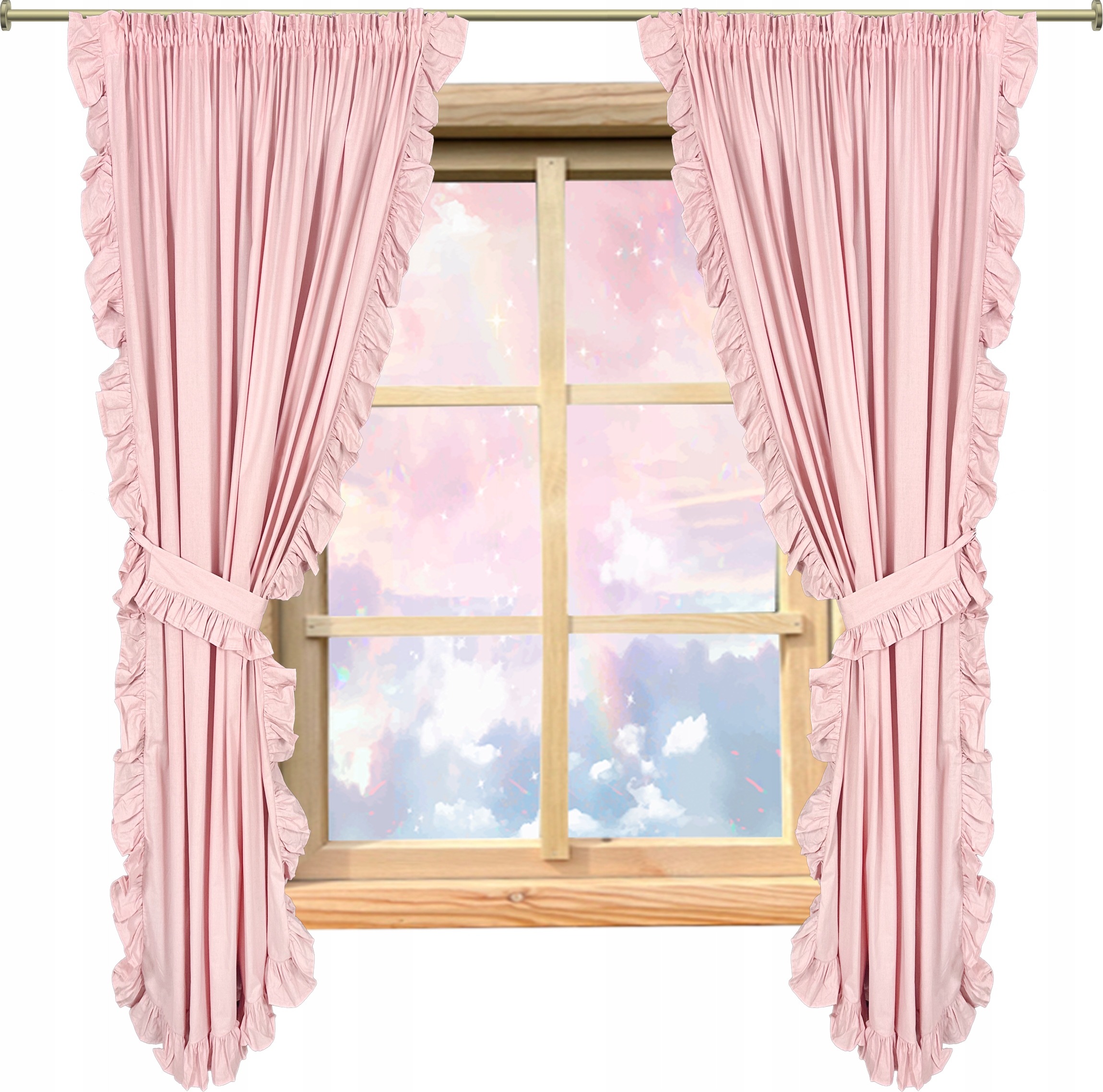 ZASŁONY DO POKOJU DZIECIĘCEGO 2szt. RÓŻOWE Z FALBANĄ 160cm+FALBANKA