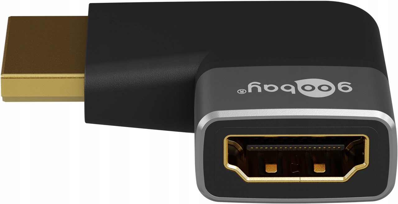 Adapter Hdmi Goobay 72010 Kątowy 90° 8K@60Hz Czarny/Srebrny