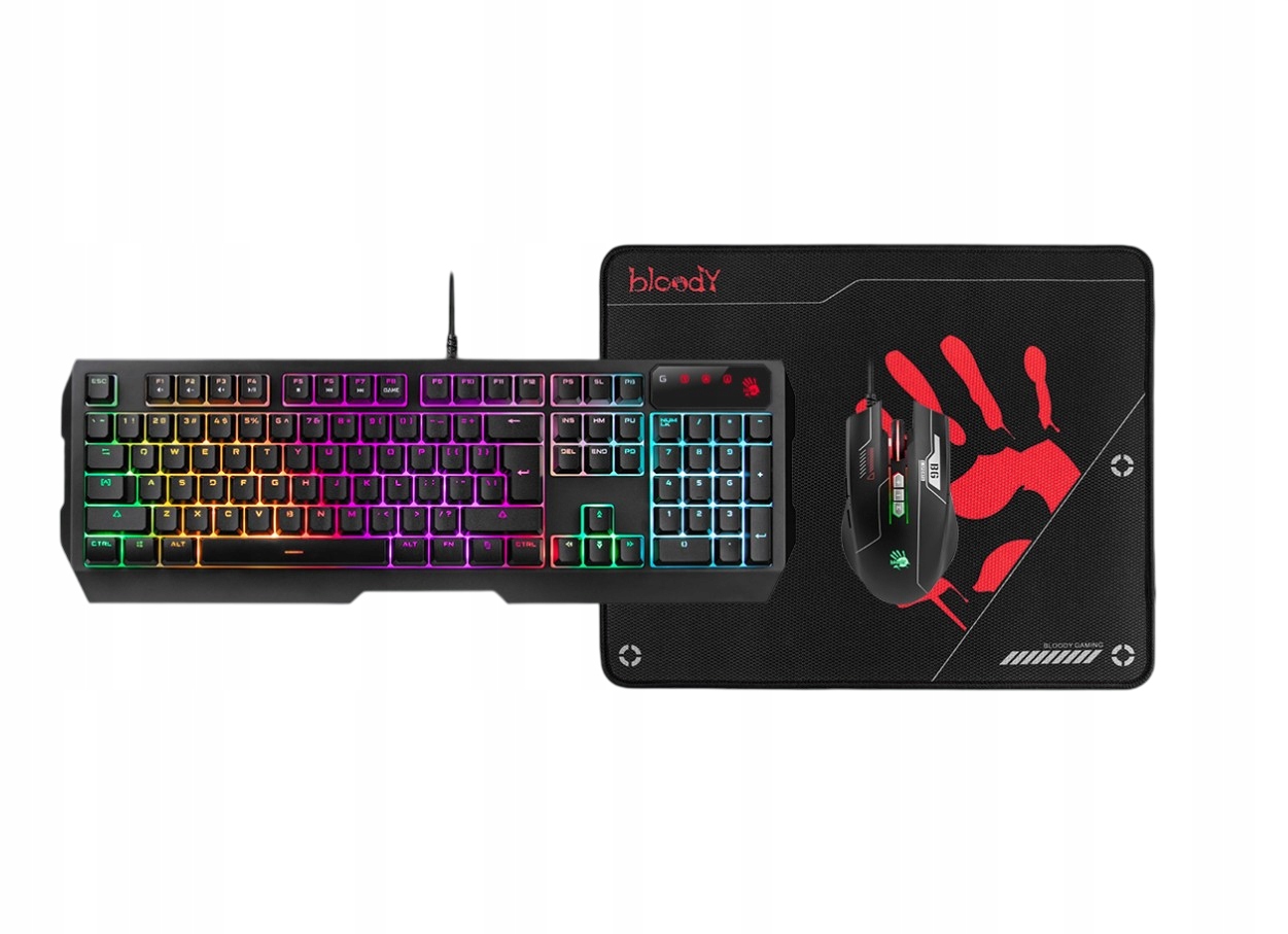 Zestaw klawiatura mysz podkładka A4TECH Bloody B1700 Usb Rgb Gamingowy