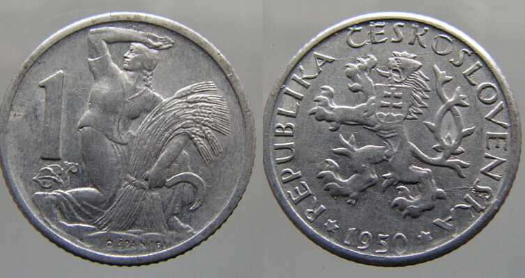 5153. CZECHOSŁOWACJA, 1 KORONA, 1950