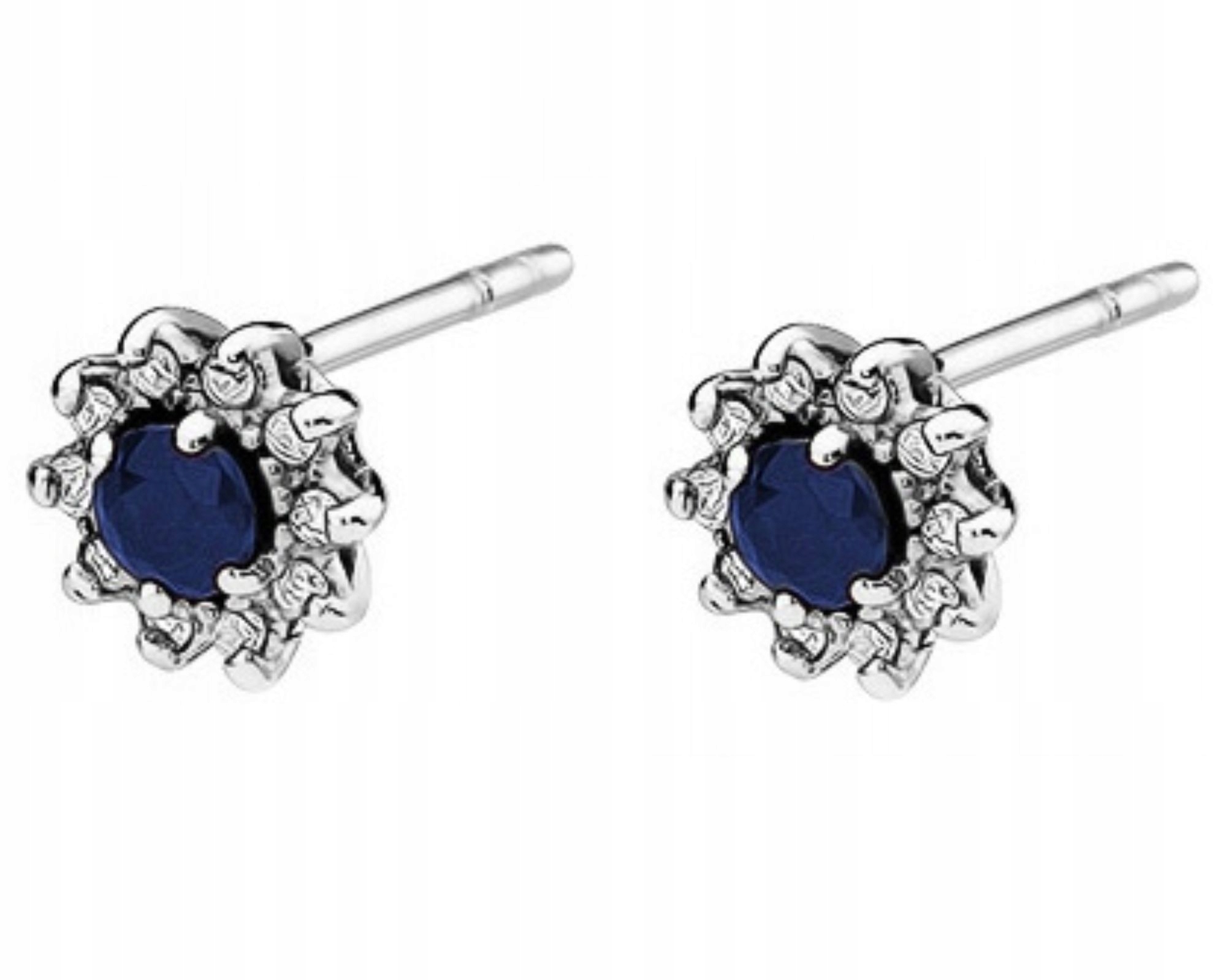 Bílé zlaté náušnice se safírem a briliantovými šrouby