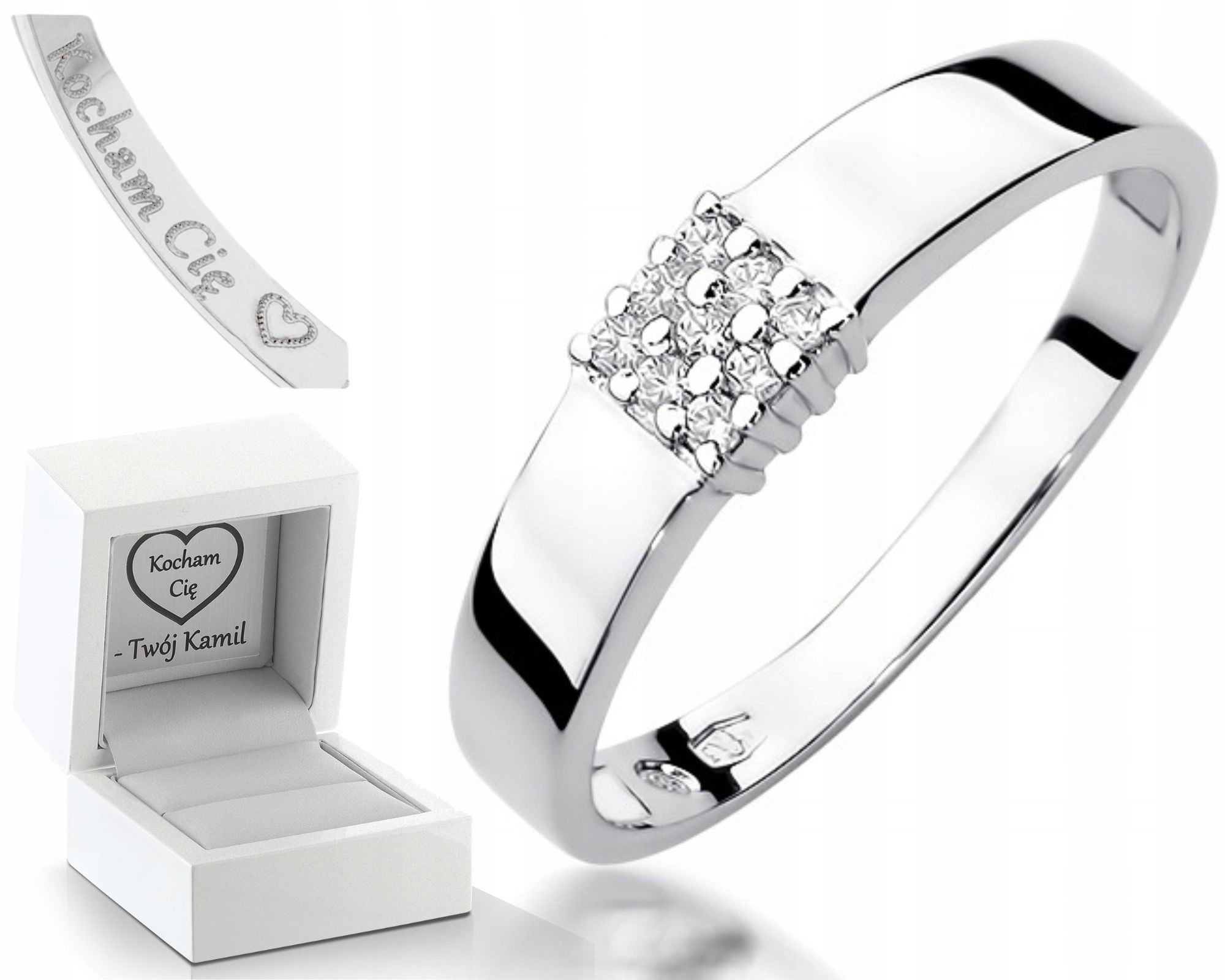 Bílé Zlato Prstýnek S Briliantem Gravírování 585