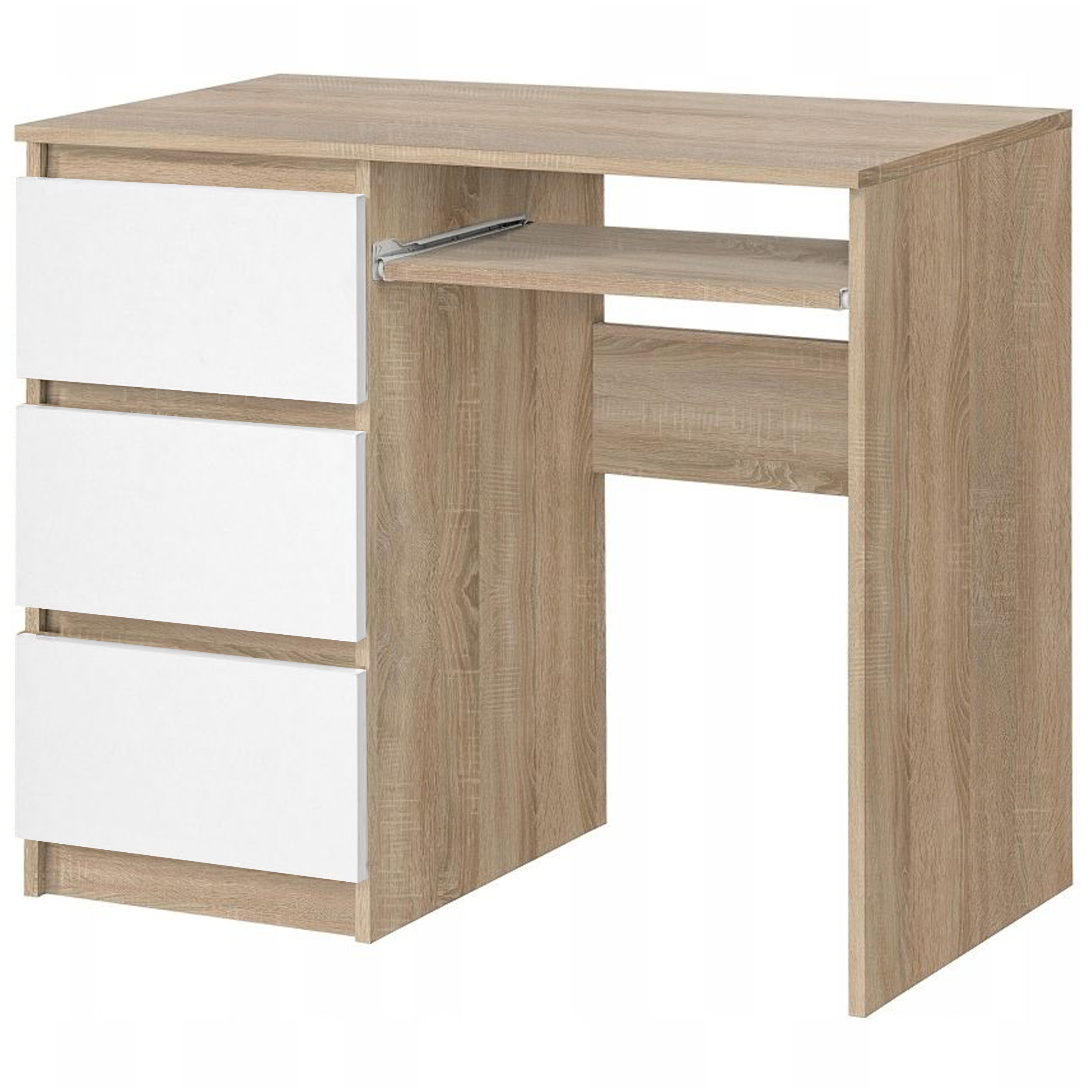 Biurko 3 szuflady lewe DĄB SONOMA + BIAŁY MAT