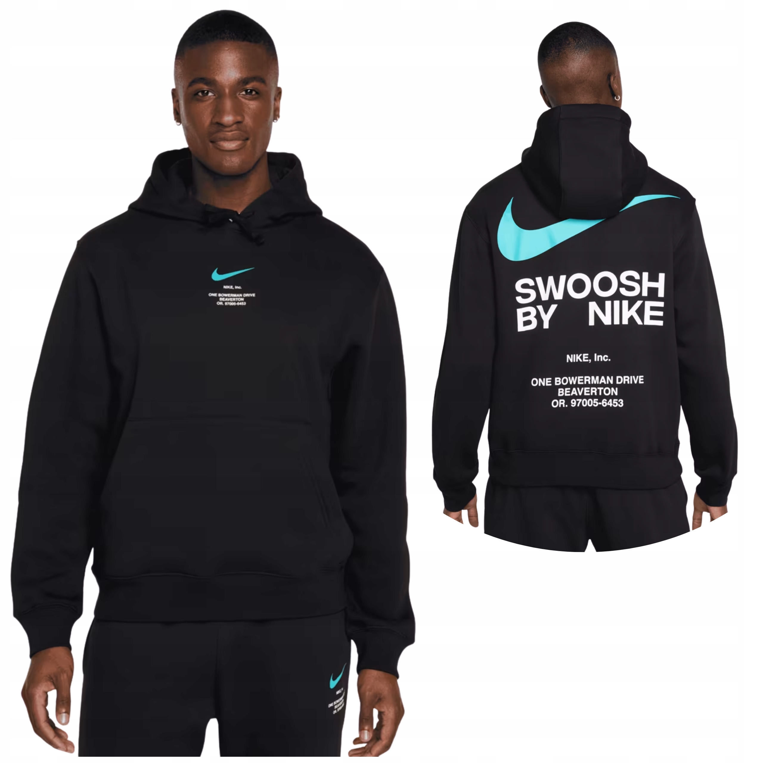 Bluza Sportowa Nike z Kapturem Męska Bawełna Hoodie Czarna Dresowa