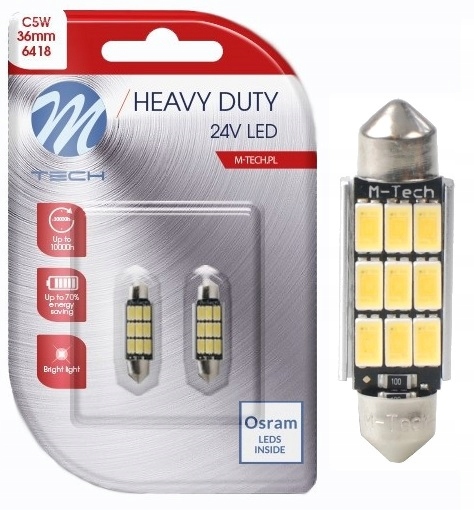 2x Żarówka C5W Led Osram Retrofit C10W 36mm Tir 24V Canbus Biała