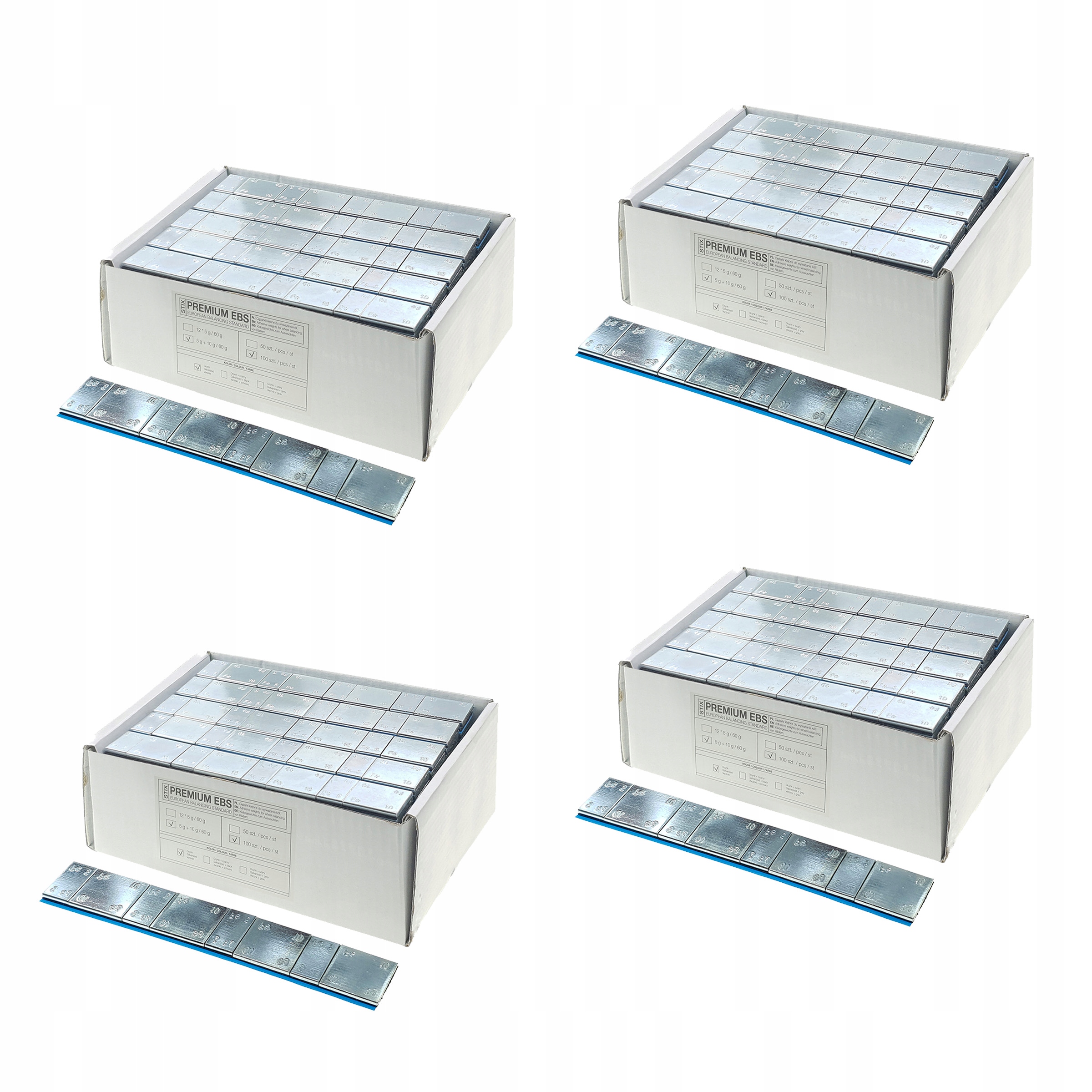 Ciezarki klejone ALU ocynkowane 400 paskow 5g 10g