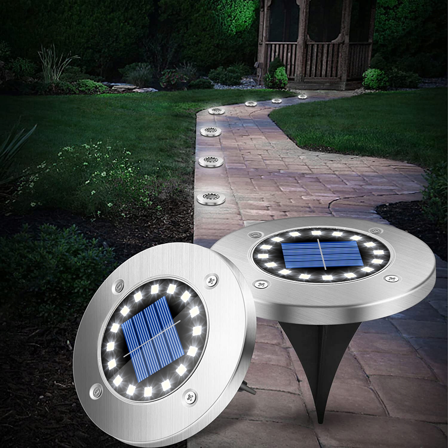 LAMPA NAJAZDOWA 16LED SOLARNA OGRODOWA GRUNTOWA x4 Średnica/szerokość 13.5 cm