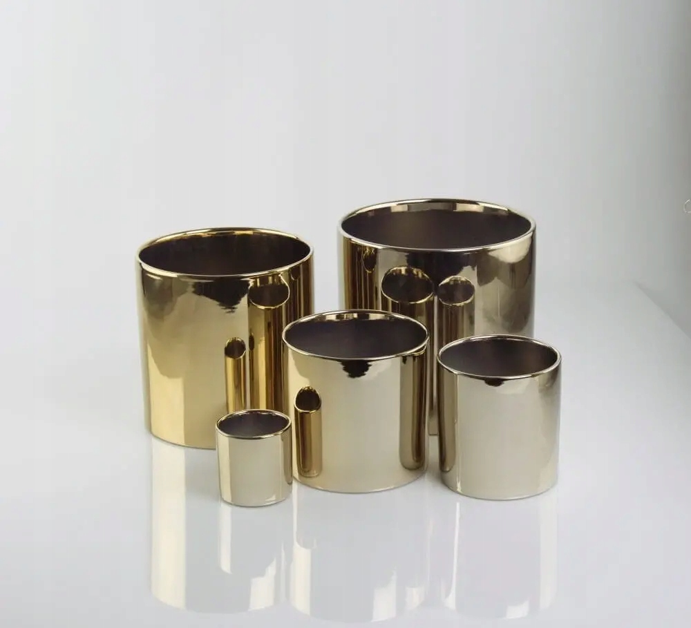 ZŁOTA OSŁONKA DONICZKA DO DOMU CERAMICZNA GOLD - WALEC 8X8 CM Kod producenta 31.099.08