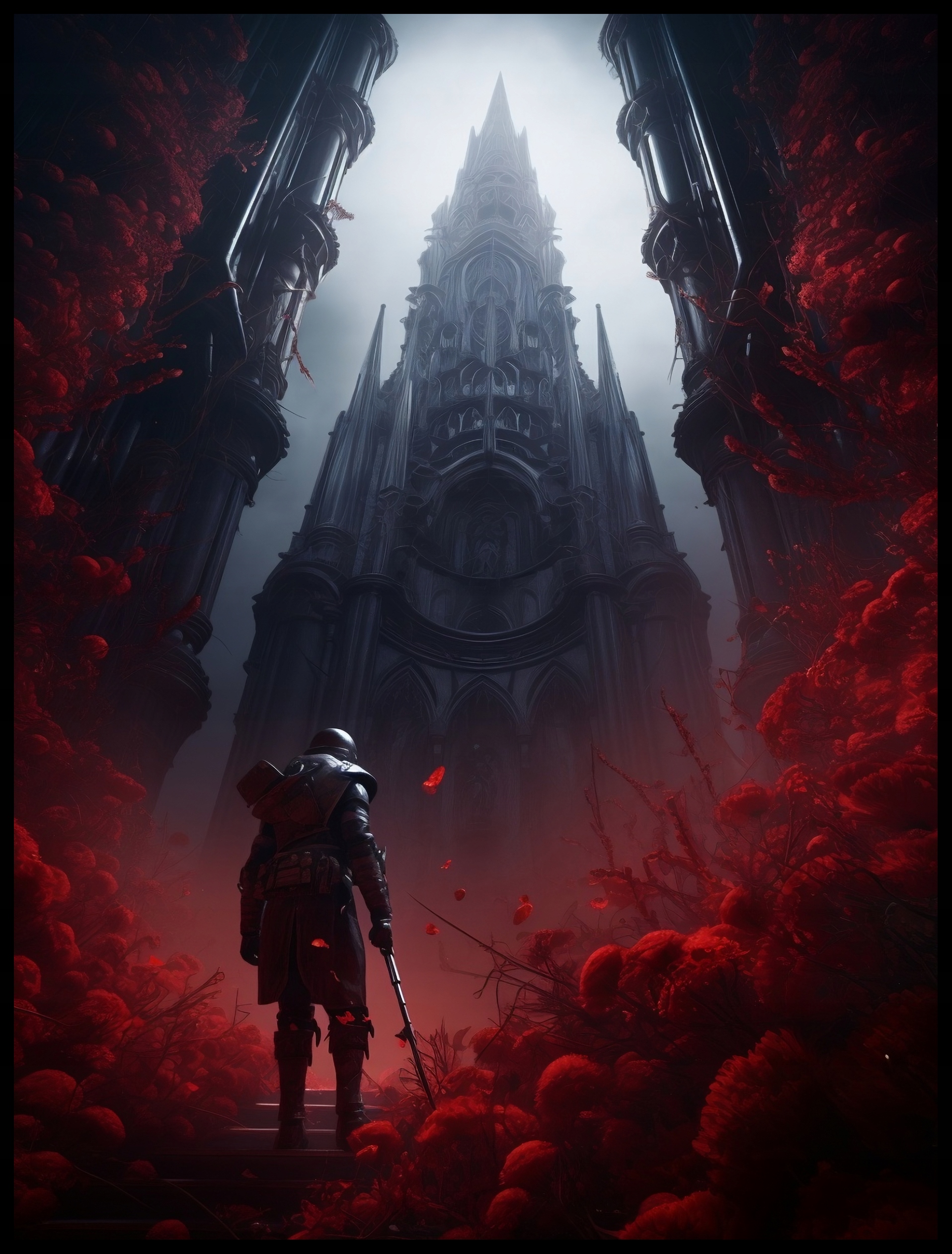 Plakat Obraz ElliveX Wrota Kwiaty Fantasy 30x40cm