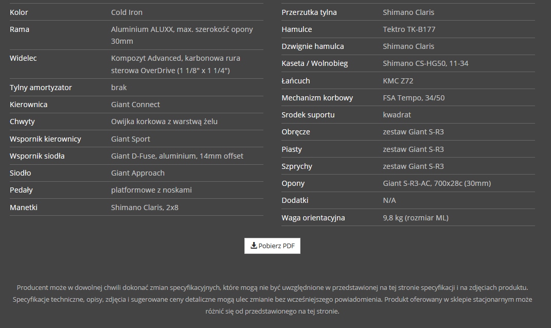GIANT CONTEND 2 M 19,7'' 50cm SZOSOWY ROK 2022 Rozmiar koła (