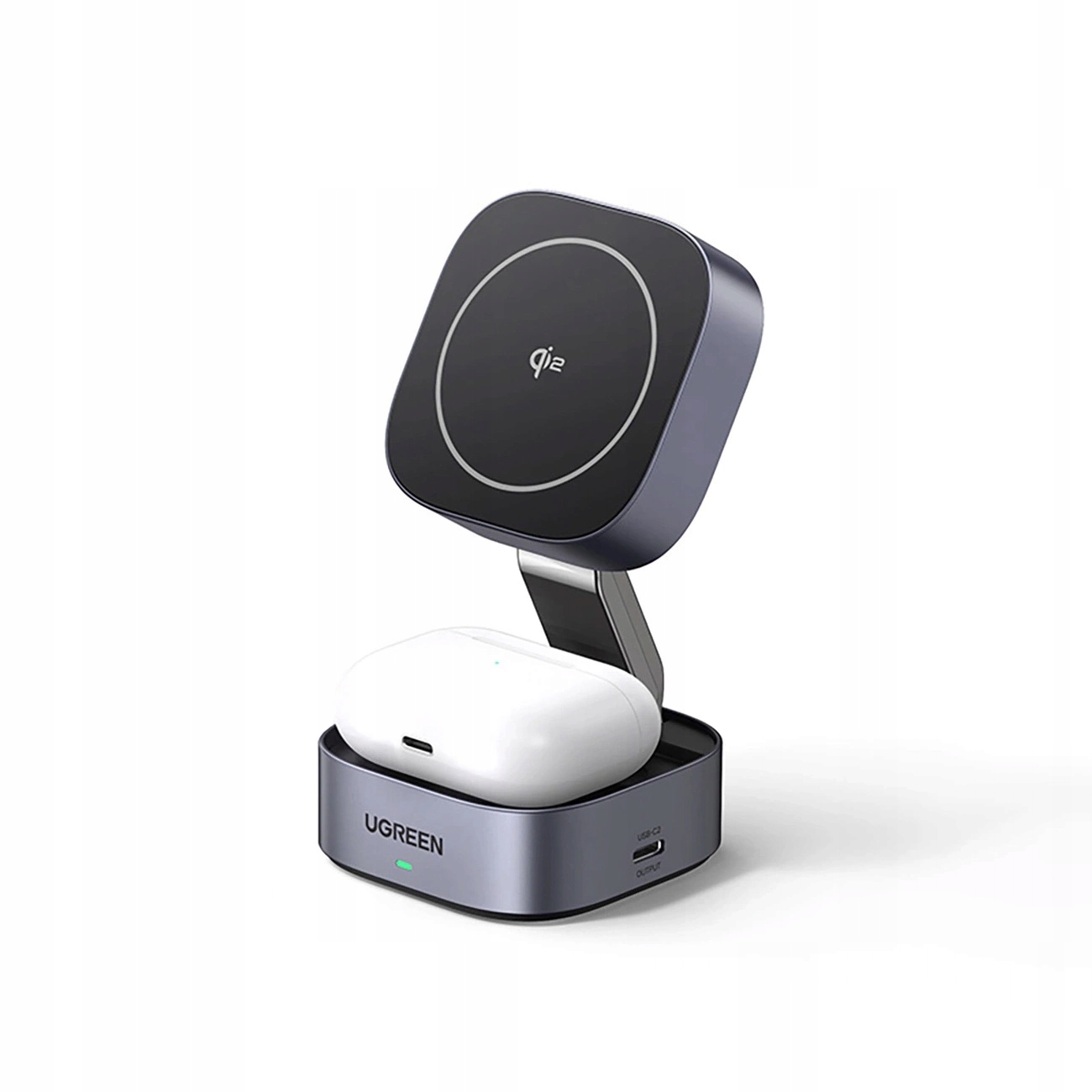 Indukční nabíječka Ugreen W702 3v1 s MagSafe Qi2 a portem Usb-c na tele