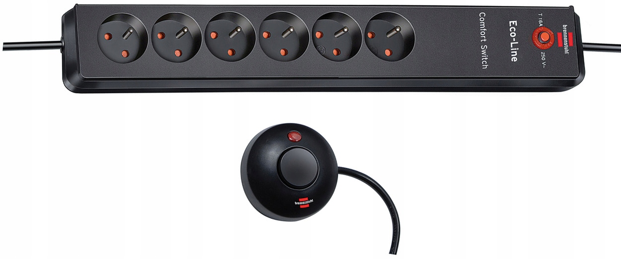 2x Listwa Zasilająca Przedłużacz Eco-line Comfort 6G Wyłącznik Nożny Switch