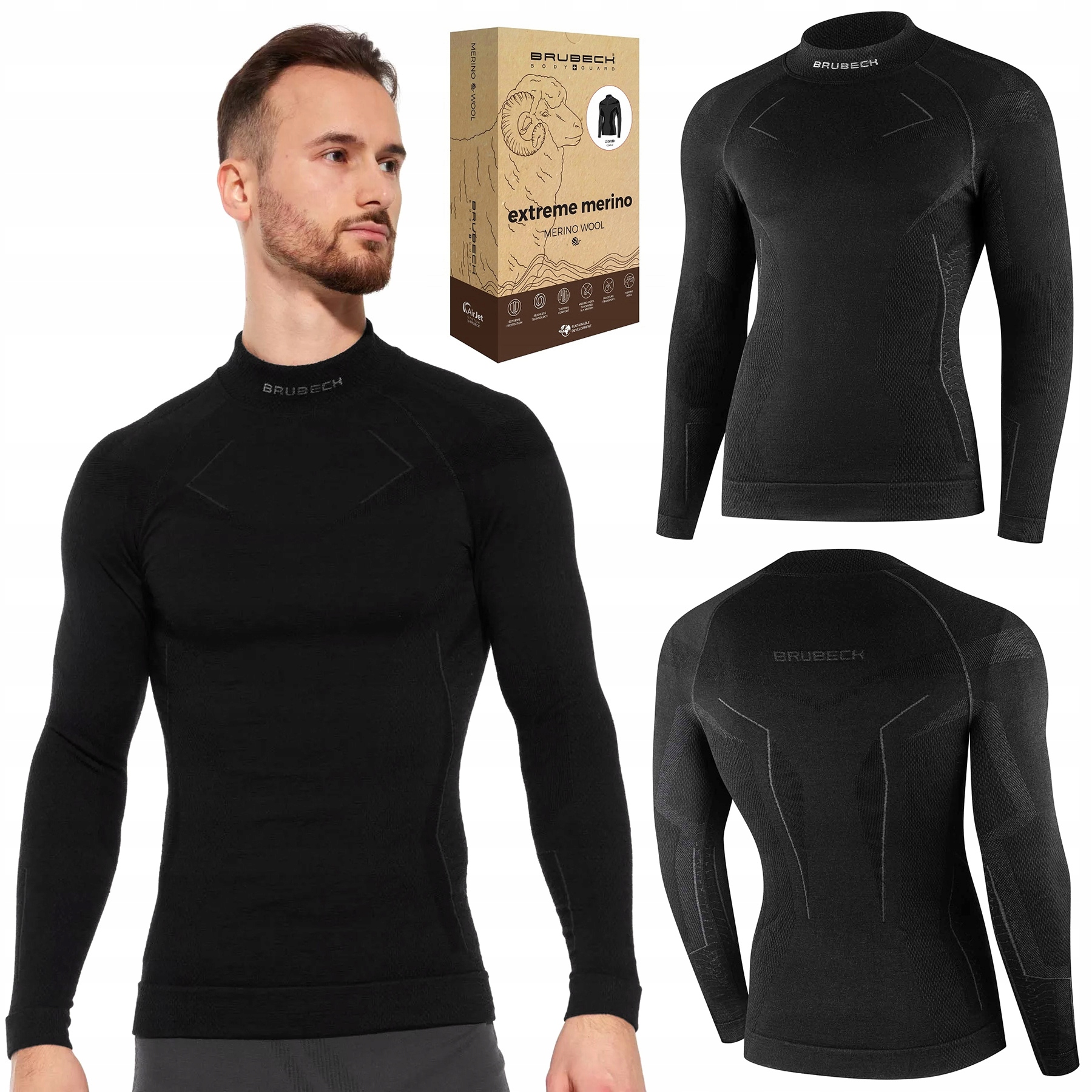 Vlněná Pánská Mikina termoaktivní mikina Prodyšná Brubeck Extreme Merino XL