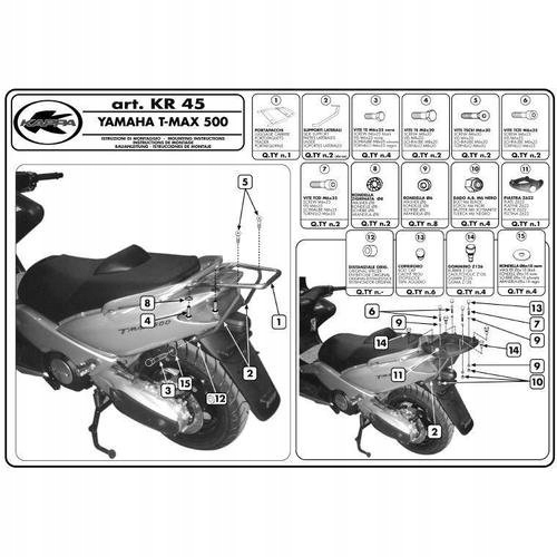 Kappa Rám Centrálneho Kufra Yamaha T-max 500 (01-07) (s Monokey Doskou)