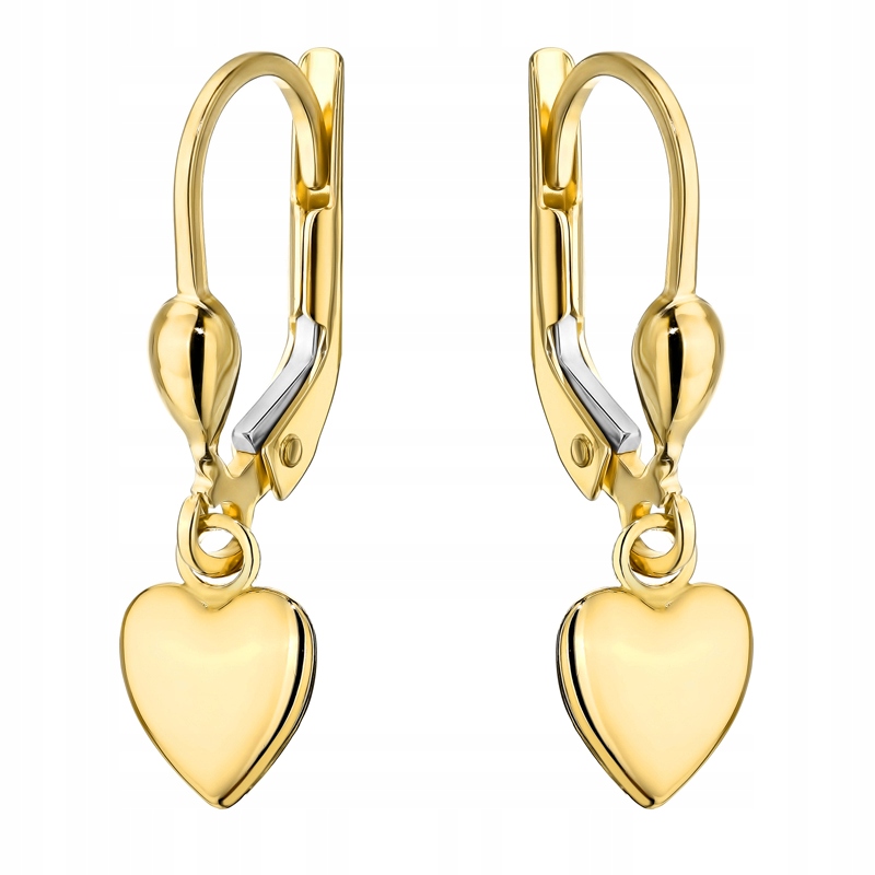 Zlaté Náušnice Dámské anglické pr. 585 Hladká srdce Srdíčka 14k