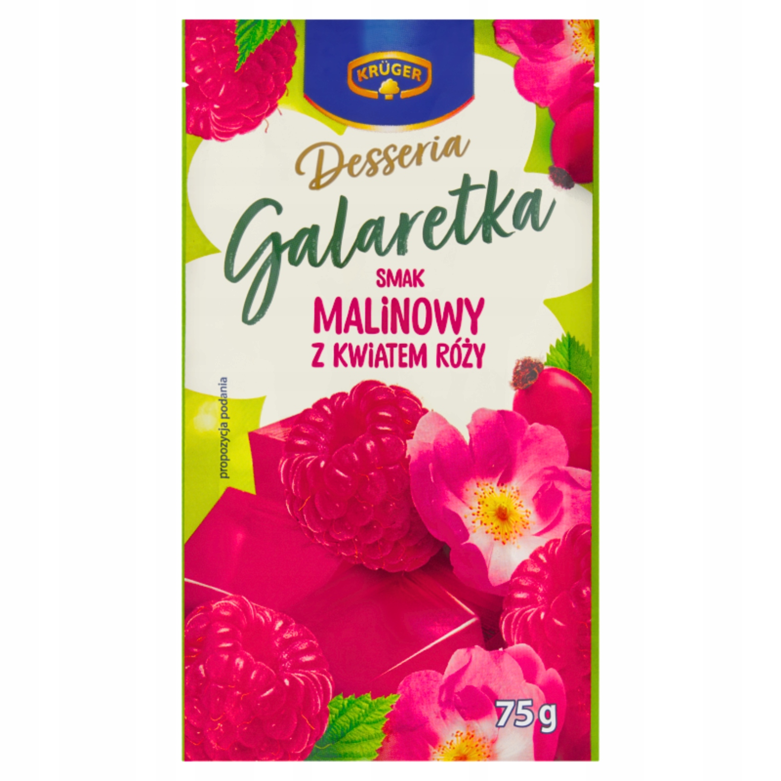 Levně 17X Krüger Desseria Želé malinová příchuť s květem růže 75 g