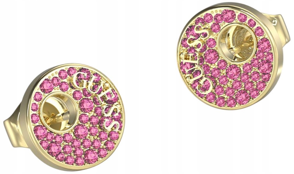 Módní Náušnice Guess Blooming Summer Kulaté S Růžovými Krystaly 10 mm