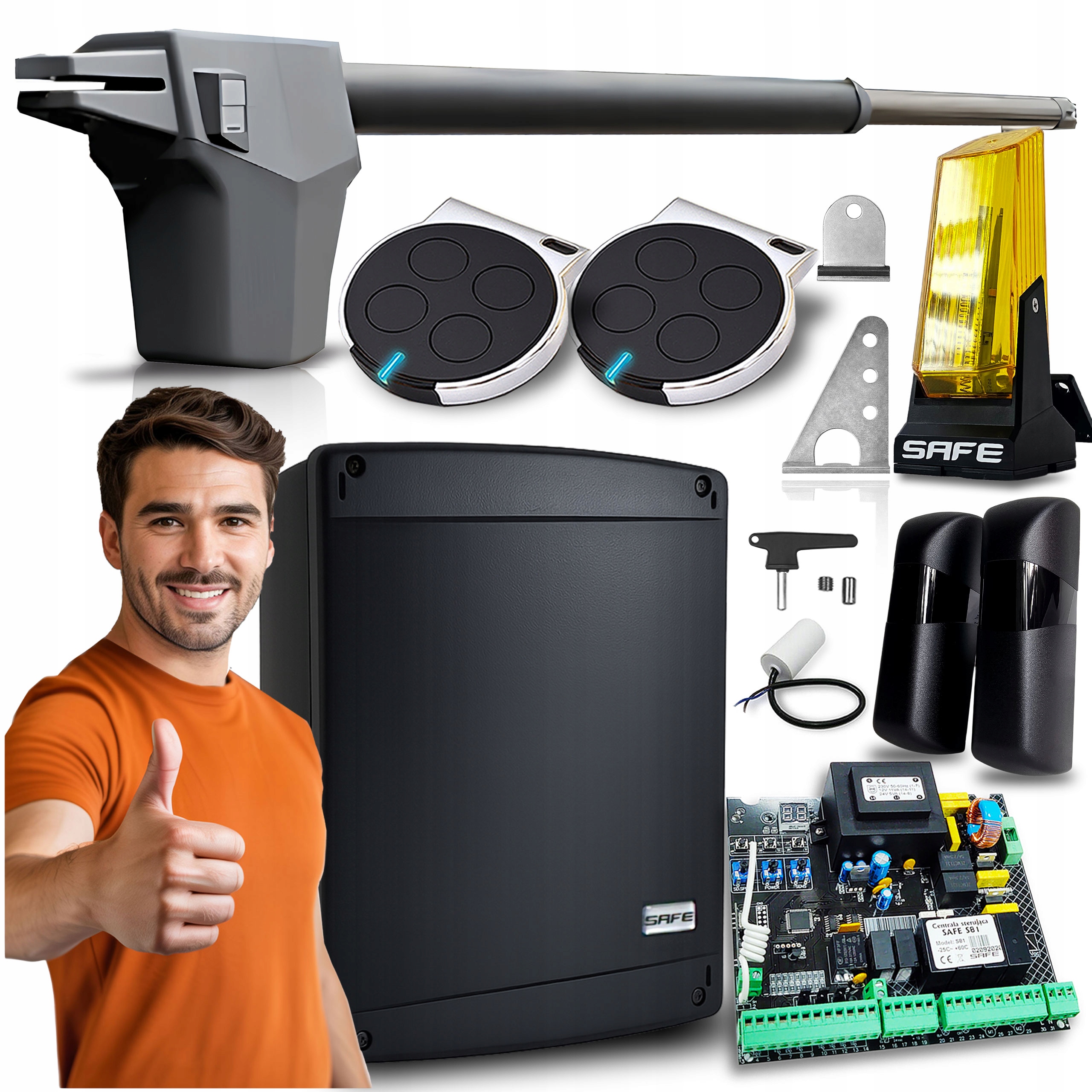 Set Pohon Pro Jednokřídlovou bránu do 4,3 m 2x Pilot Lampa Automat Levá