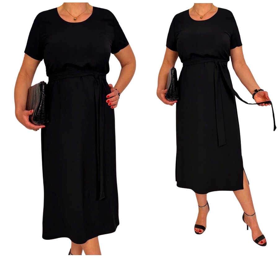 Sukienka czarna długa wyszczuplająca pogrzeb xxl 40 42 44 46 48 50 52 54 56