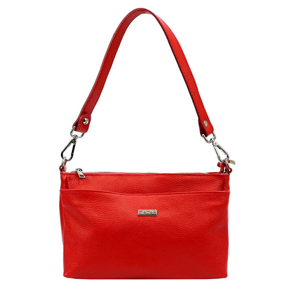 Kabelka Přes Rameno kabelka MiaMore Červená Kožená MiaMore 01-016 Dollaro