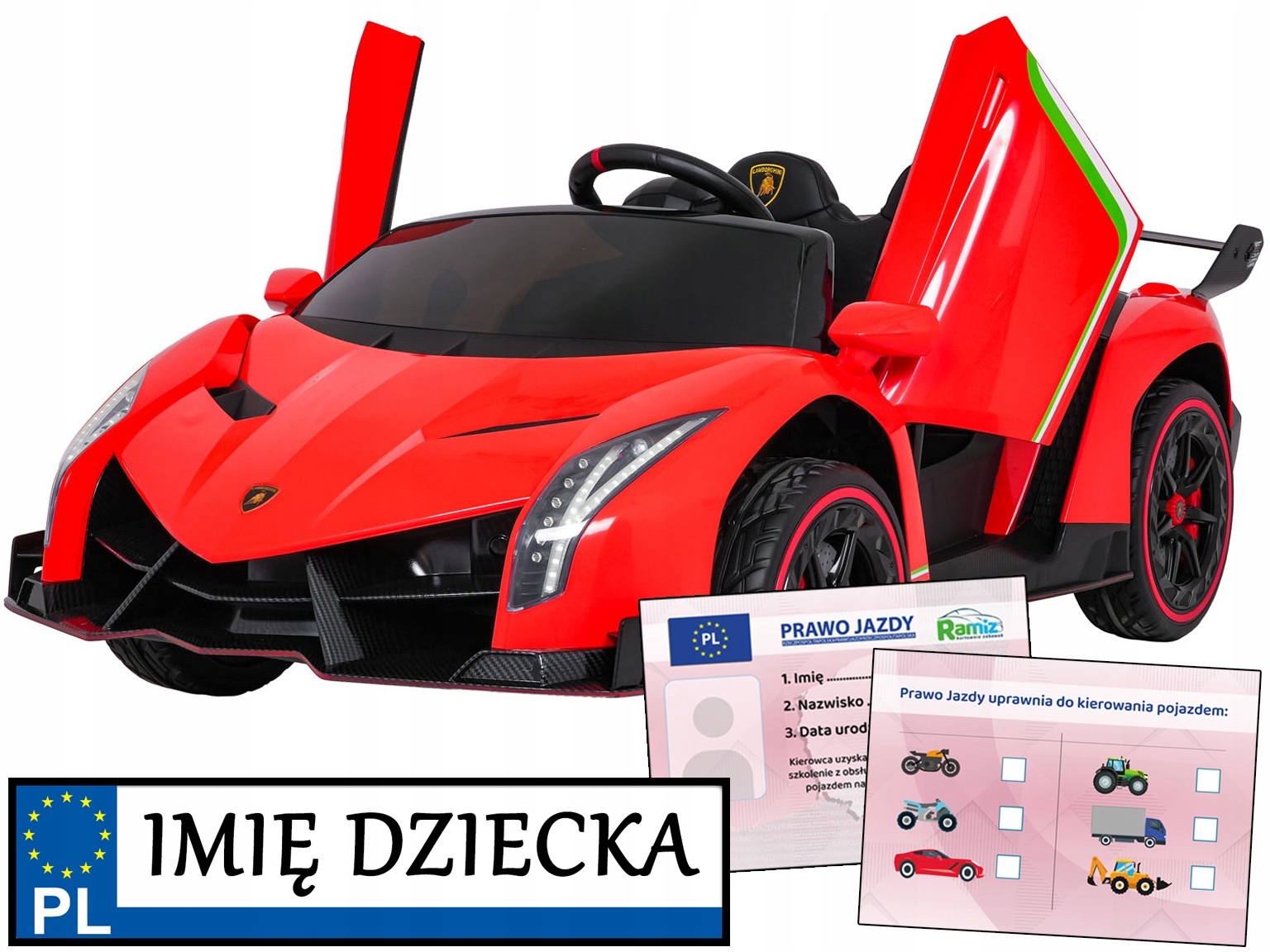 samochodzik na akumulator Lamborghini Veneno pilot silnik 4x4 Kołyska