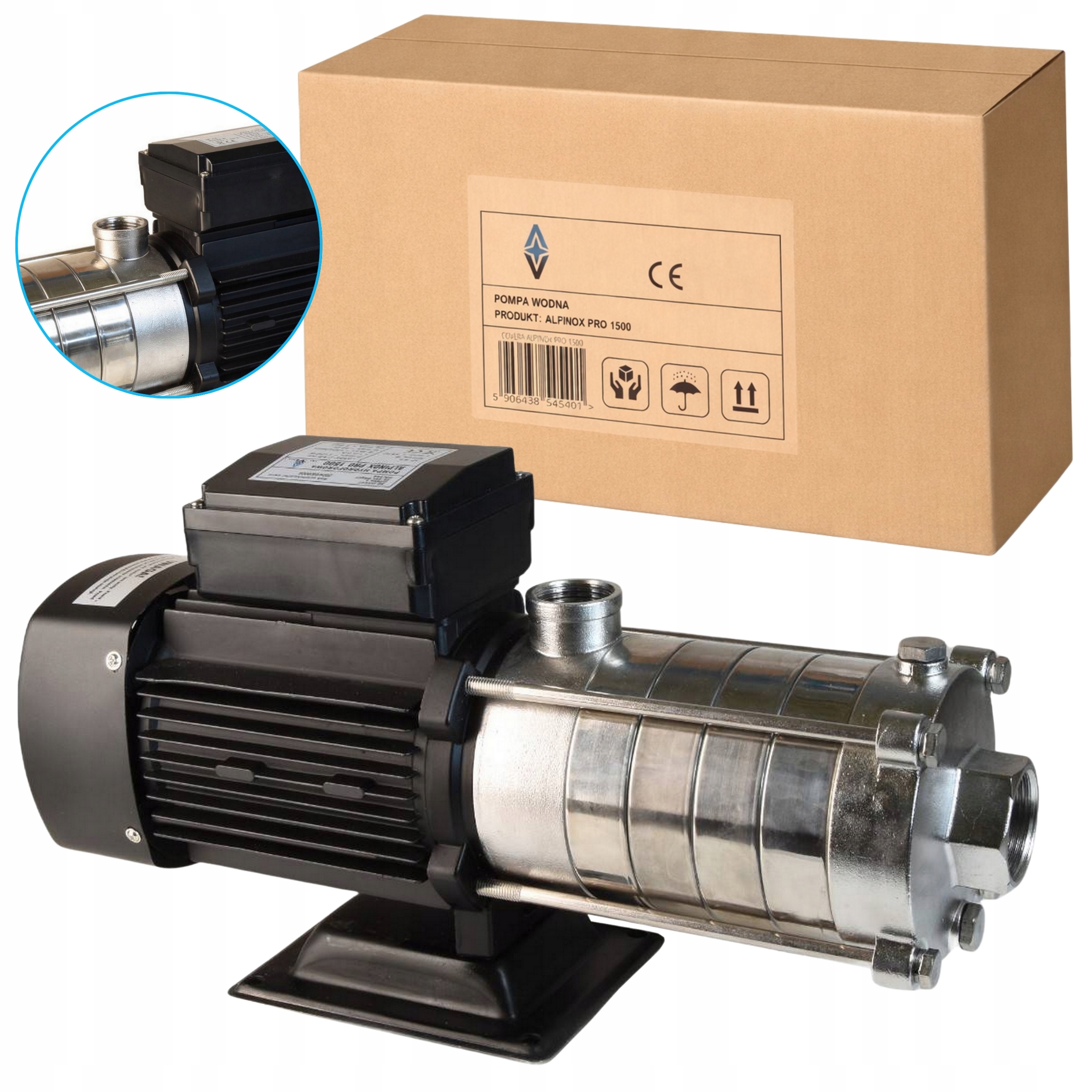 Výkonná Vícestupňová Vodní Pumpa Inox 1100W 130 L/min 5 Bar, Vysoká Kvalita