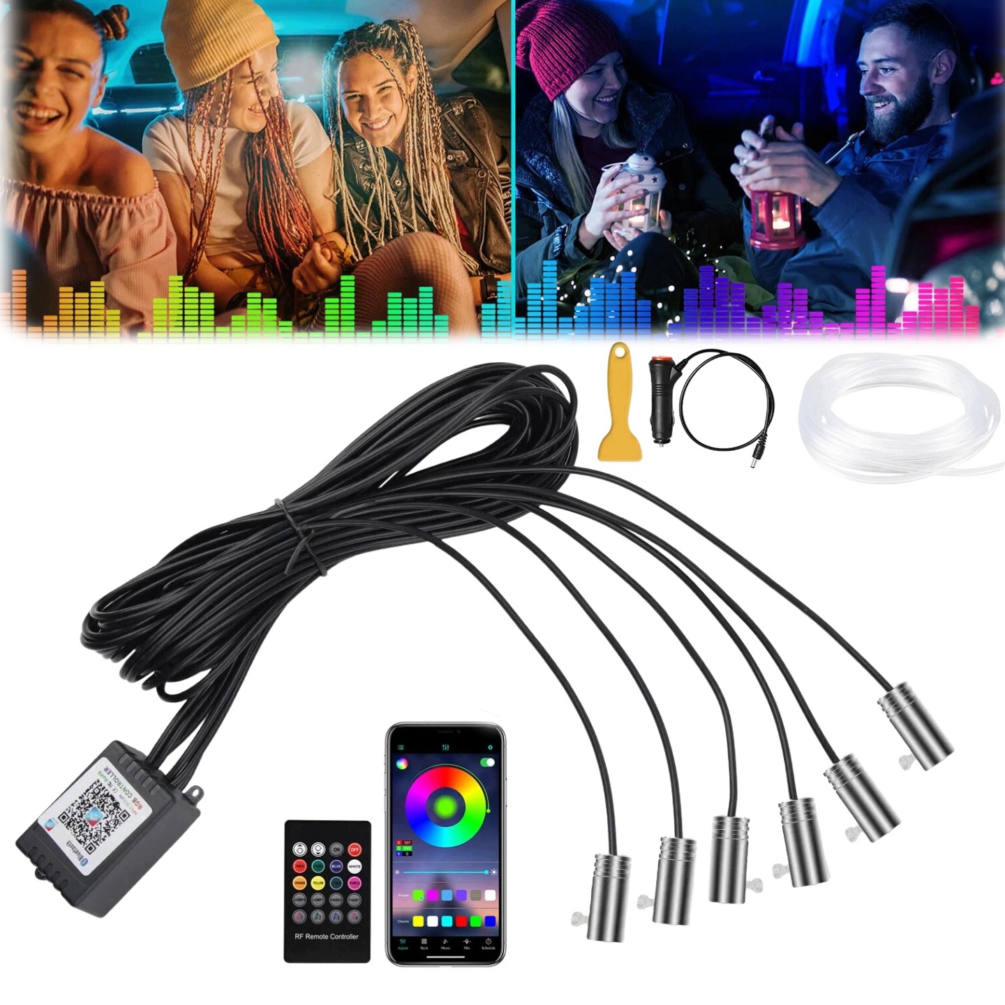 Světlovod Ambient Light Led Rgb Osvětlení Interiéru Auta 8 M 6V1 Aplikace