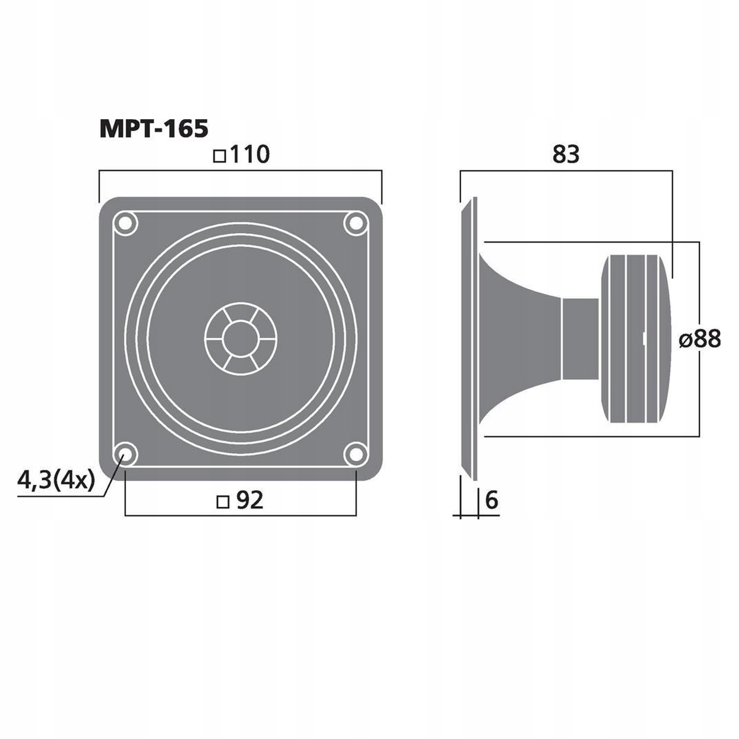 GŁOŚNIK WYSOKOTONOWY PIEZO BULLET MONACOR MPT-165 Stan opakowania oryginalne