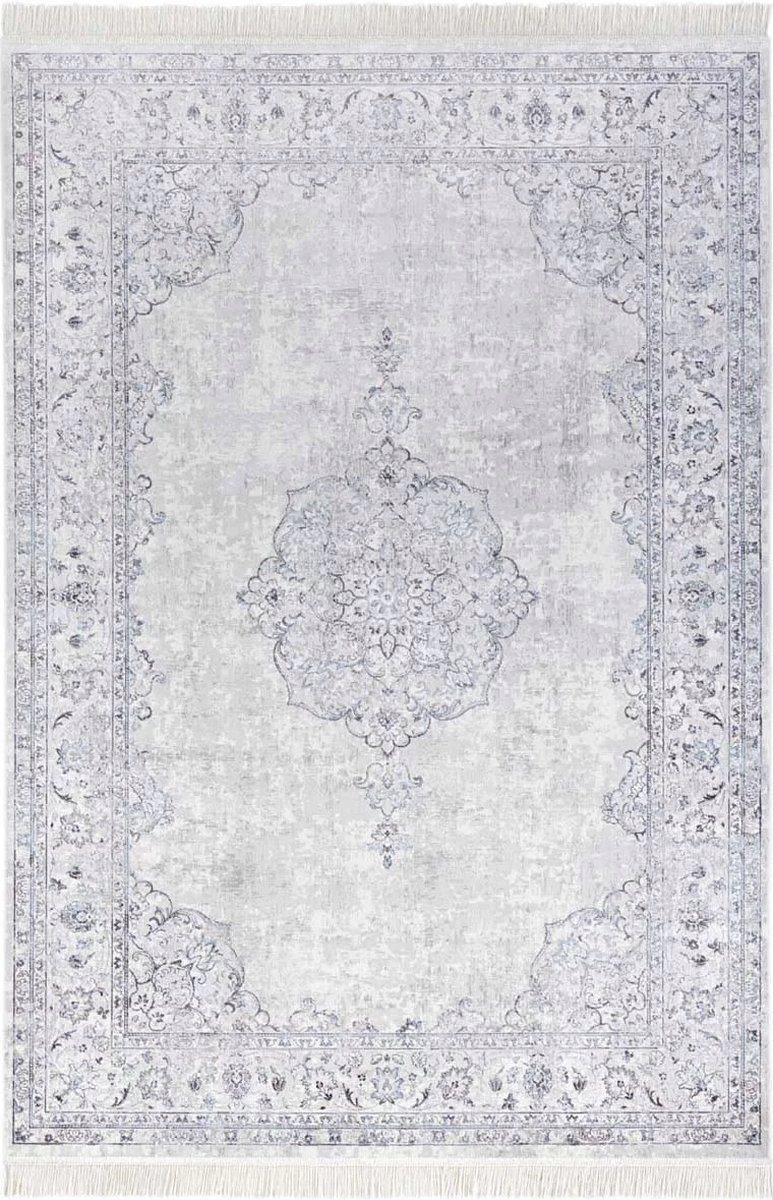 Koberec 95x140 do obývacího pokoje, tradiční klasický modro krémový vzor